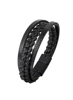 Generic Men's Black Leather Multi-Strand Bracelet Casual Black Braided Bracelet  - Image 1
