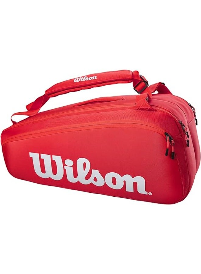 Wilson حامل مضارب تنس ويلسون سوبر تور، 9 قطع، أحمر - Image 1