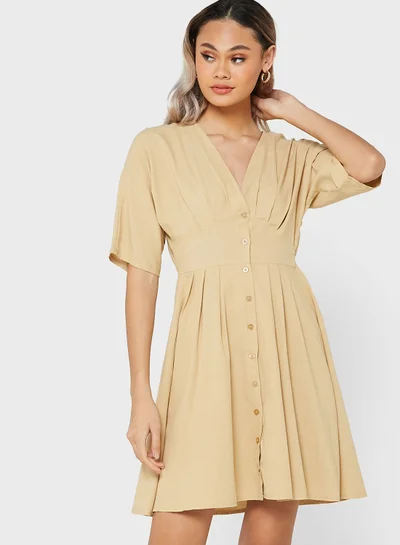 Ginger V Neck Smock Dress