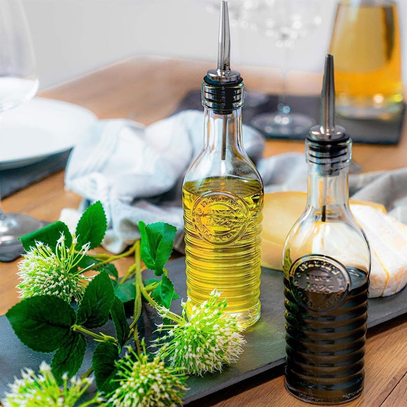 BORMIOLI ROCCO Officina 1825 Olive Oil/Vinegar Glass Bottles Stainless Steel Pouring Spout 268 ml (Pack of 2) - Image 5