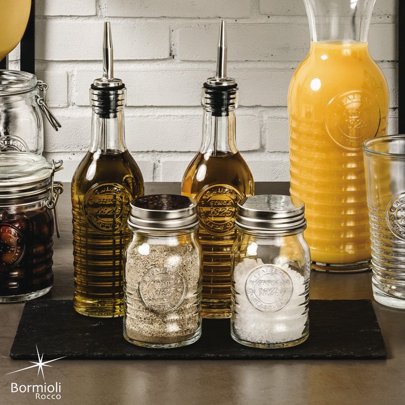 BORMIOLI ROCCO Officina 1825 Olive Oil/Vinegar Glass Bottles Stainless Steel Pouring Spout 268 ml (Pack of 2) - Image 3