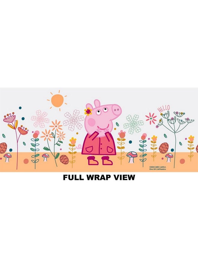LOGOVISION Peppa Pig Kids Tritan Plastic Water Bottle with Straw Lid and Handle, Reusable Tumbler for Toddlers, Unisex for Girls and Boys, 12oz, Floral Wrap Scene - Image 2