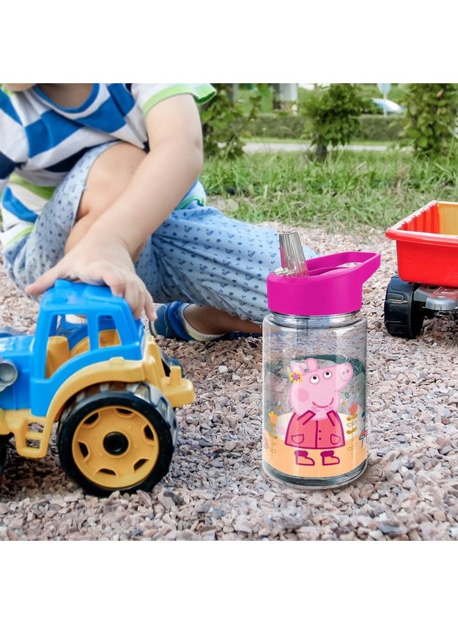 LOGOVISION Peppa Pig Kids Tritan Plastic Water Bottle with Straw Lid and Handle, Reusable Tumbler for Toddlers, Unisex for Girls and Boys, 12oz, Floral Wrap Scene - Image 5