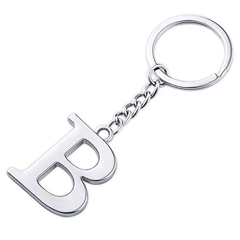 Finrray Initial Letter Keychain Alphabet Key Rings Stainless Steel Letter Charm Keychain for Women (Letter B) - Image 4