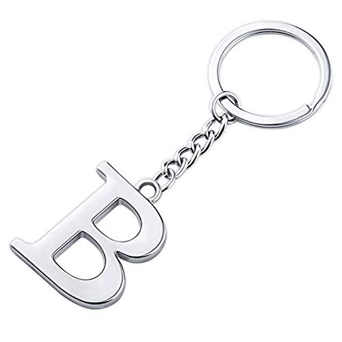 Finrray Initial Letter Keychain Alphabet Key Rings Stainless Steel Letter Charm Keychain for Women (Letter B) - Image 1