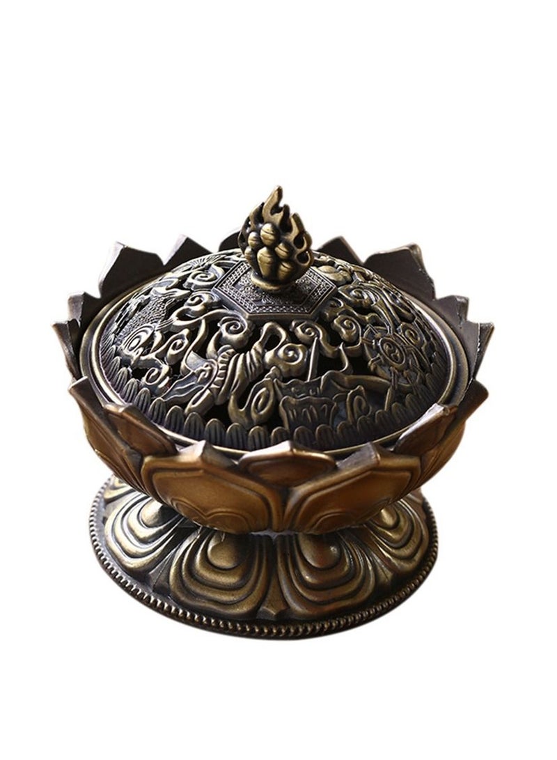 SYOSI Premium Brass Incense Burner Vintage Backflow Stick Cone Holder Home Decoration Ornaments Ideal for Stick or Coil Incense,Mosquito Incense,Resin and Charcoal (Bronze) - Image 1