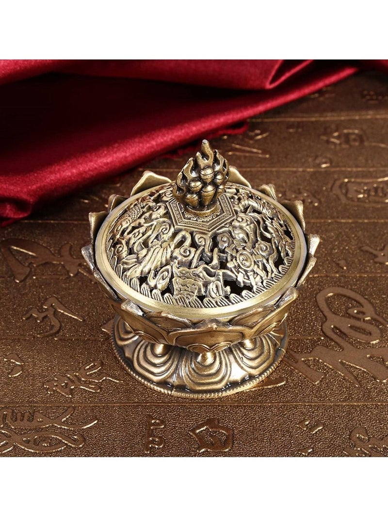 SYOSI Premium Brass Incense Burner Vintage Backflow Stick Cone Holder Home Decoration Ornaments Ideal for Stick or Coil Incense,Mosquito Incense,Resin and Charcoal (Bronze) - Image 5