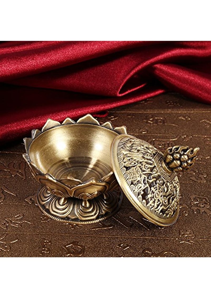 SYOSI Premium Brass Incense Burner Vintage Backflow Stick Cone Holder Home Decoration Ornaments Ideal for Stick or Coil Incense,Mosquito Incense,Resin and Charcoal (Bronze) - Image 4