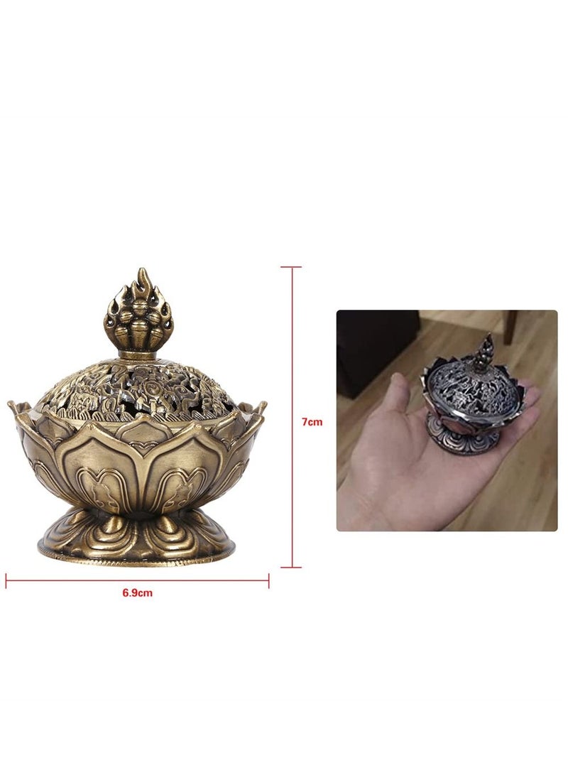 SYOSI Premium Brass Incense Burner Vintage Backflow Stick Cone Holder Home Decoration Ornaments Ideal for Stick or Coil Incense,Mosquito Incense,Resin and Charcoal (Bronze) - Image 2