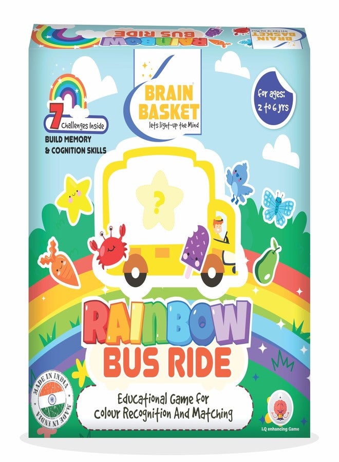 BRAIN BASKET Rainbow Bus Ride – Interactive Memory & Color Matching Puzzle Toy for Kids Ages 2–6 | Fun Educational Learning Game for Early Development - Image 2