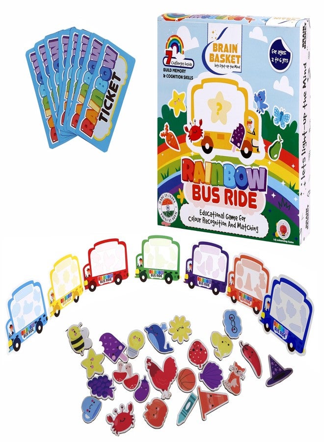 BRAIN BASKET Rainbow Bus Ride – Interactive Memory & Color Matching Puzzle Toy for Kids Ages 2–6 | Fun Educational Learning Game for Early Development - Image 1