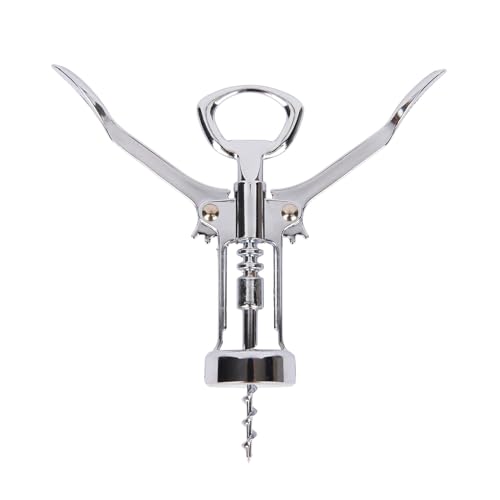Barcraft KitchenCraft Premium Chrome Wing Corkscrew – Double Handled Wine Opener with Steel Worm, Easy Lever Mechanism for Effortless Cork Removal - Image 3
