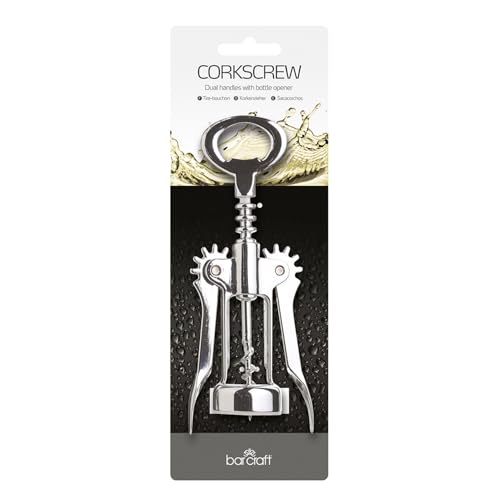 Barcraft KitchenCraft Premium Chrome Wing Corkscrew – Double Handled Wine Opener with Steel Worm, Easy Lever Mechanism for Effortless Cork Removal - Image 5