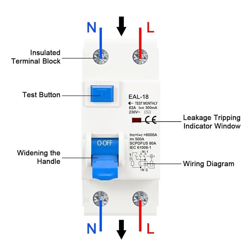 4P 25A 100mA Electromagnetic RCCB RCD ELCB Residual Current Circuit Breaker Safety Switch - Image 5