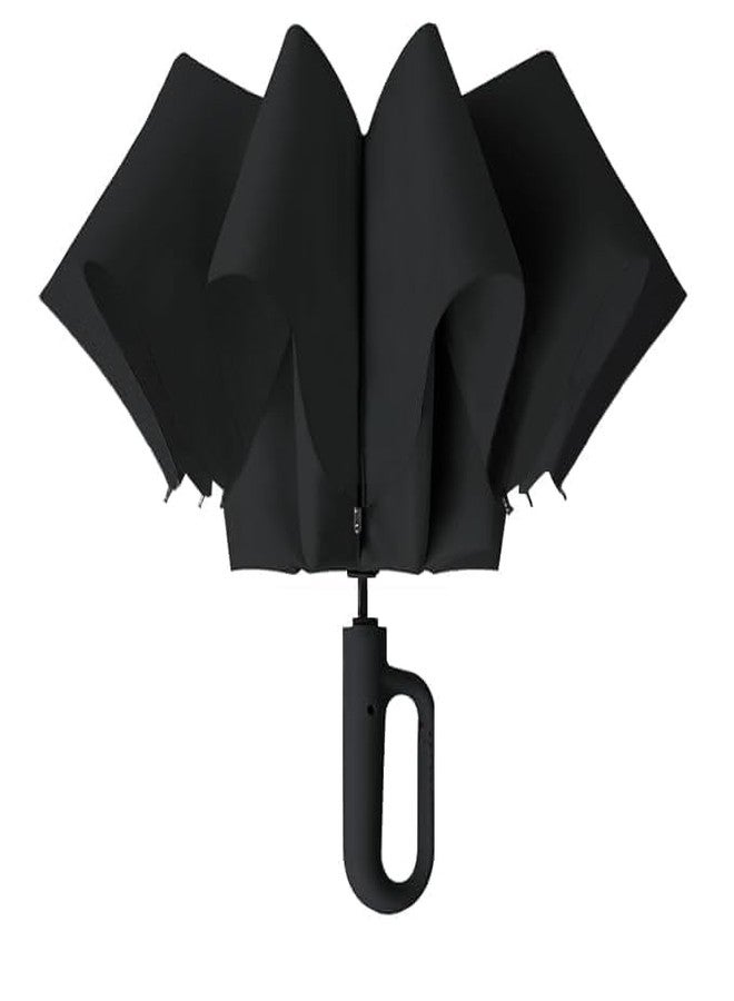 TESMEZY UV Umbrella with Novelty Carabiner Handle, Travel Umbrellas for Rain and Sun Windproof Compact, Automatic Open Close, 8 Ribs, Portable Umbrella for Men and Women (Black) - Image 1