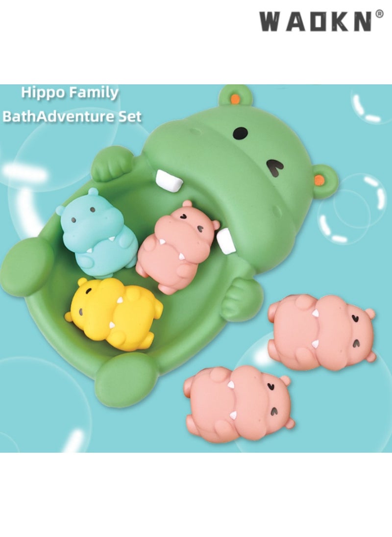 WAOKN Children's Bathing Floating Animals, Hippo Shaped Water Toys, Ideal for Infants and Toddlers, Fun and Safe Bathtub Playset, Perfect for Encouraging Bath Time Enjoyment, Colorful, 18 Months and Older  - Image 2