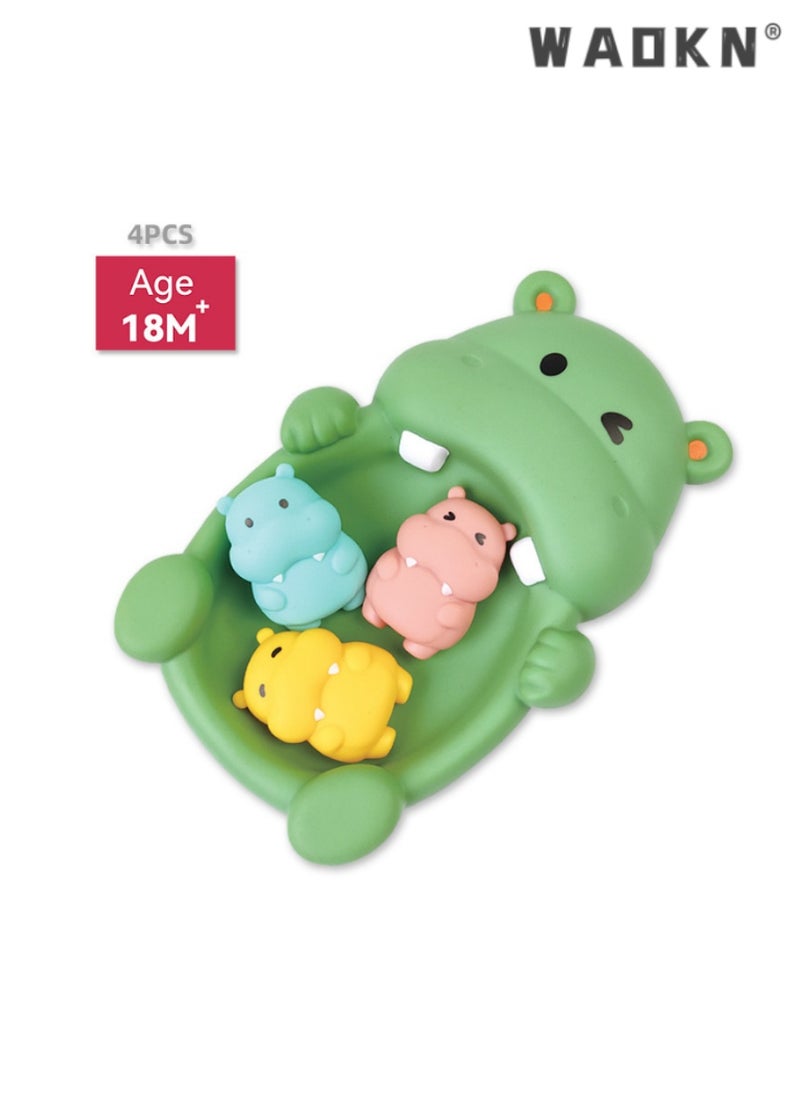 WAOKN Children's Bathing Floating Animals, Hippo Shaped Water Toys, Ideal for Infants and Toddlers, Fun and Safe Bathtub Playset, Perfect for Encouraging Bath Time Enjoyment, Colorful, 18 Months and Older  - Image 1