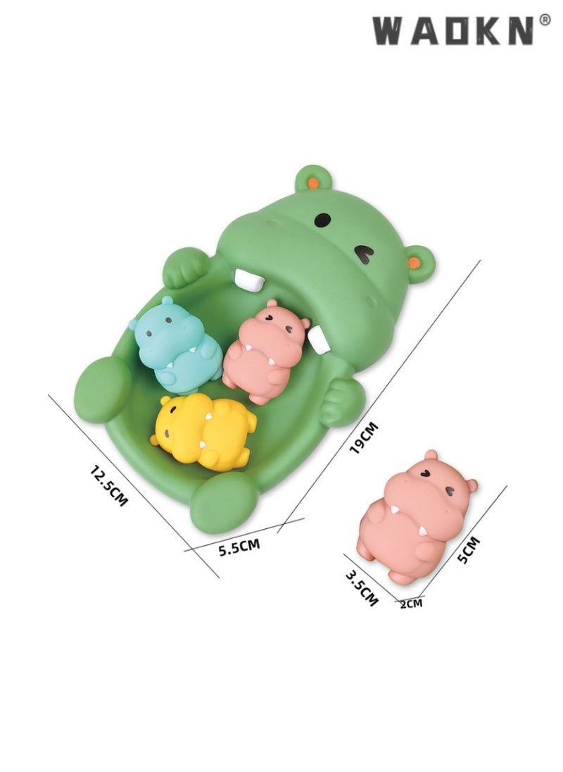WAOKN Children's Bathing Floating Animals, Hippo Shaped Water Toys, Ideal for Infants and Toddlers, Fun and Safe Bathtub Playset, Perfect for Encouraging Bath Time Enjoyment, Colorful, 18 Months and Older  - Image 4
