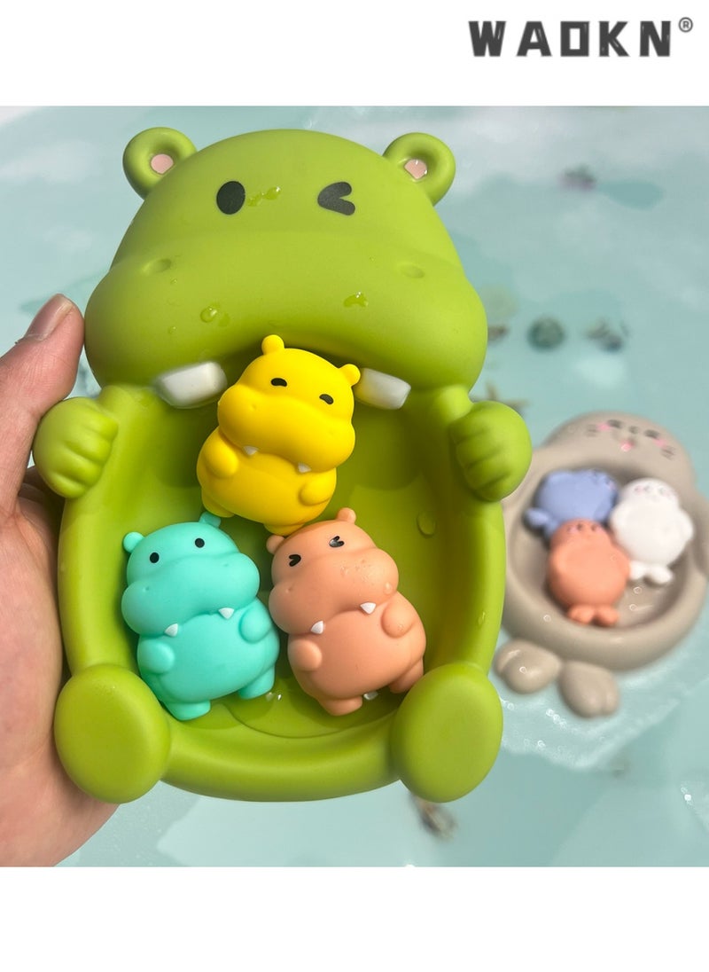 WAOKN Children's Bathing Floating Animals, Hippo Shaped Water Toys, Ideal for Infants and Toddlers, Fun and Safe Bathtub Playset, Perfect for Encouraging Bath Time Enjoyment, Colorful, 18 Months and Older  - Image 3