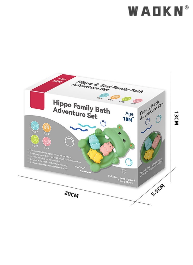 WAOKN Children's Bathing Floating Animals, Hippo Shaped Water Toys, Ideal for Infants and Toddlers, Fun and Safe Bathtub Playset, Perfect for Encouraging Bath Time Enjoyment, Colorful, 18 Months and Older  - Image 5
