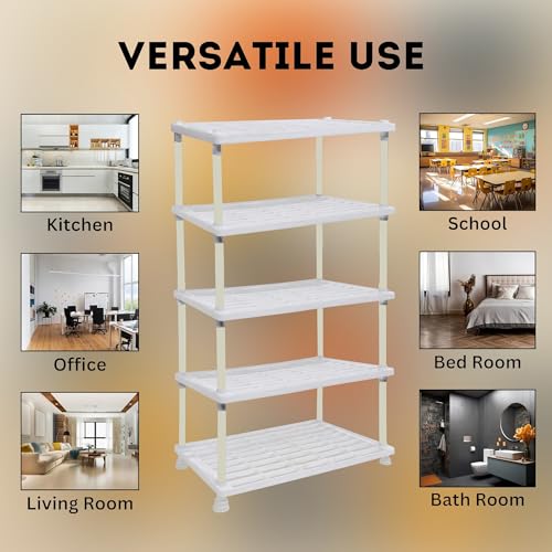 RAXON WORLD 5 Tier Tray Shelf Organizer, Multi-Purpose Storage Rack for Kitchen, Pantry and Home, Durable and Space Saving Shelving Unit (White) - Image 5