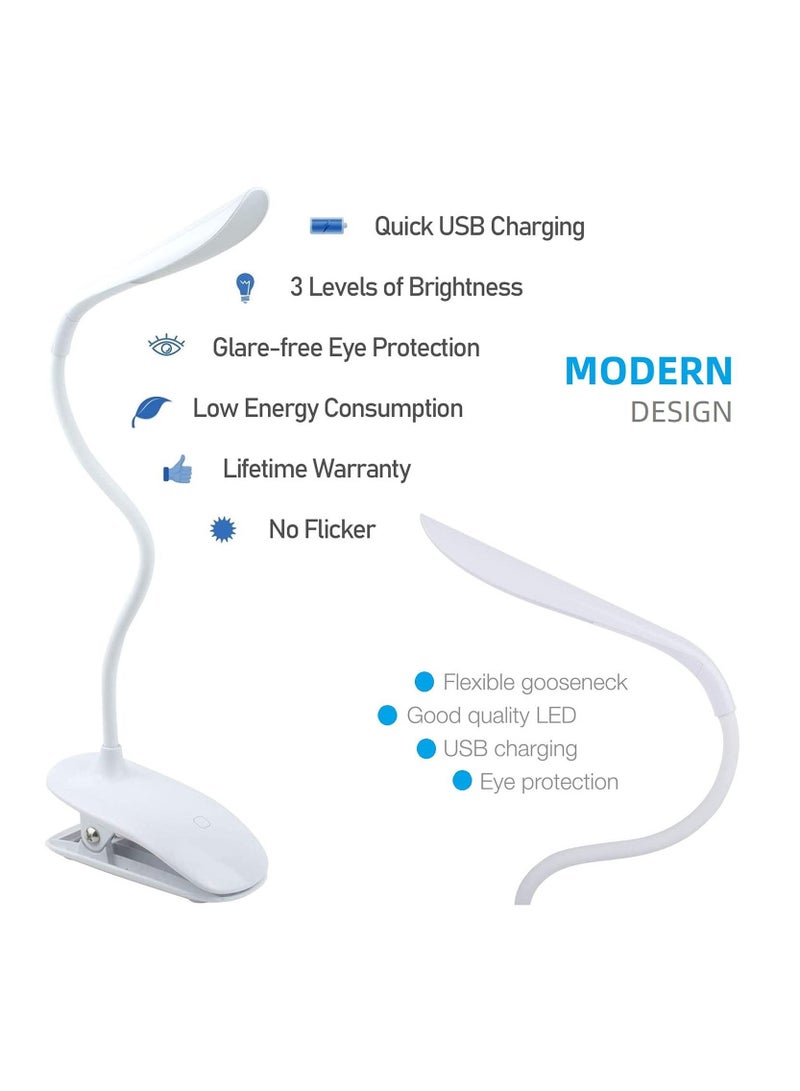 USB ABS Touch Sensor Clip on LED Table Desk Lamp - Image 2