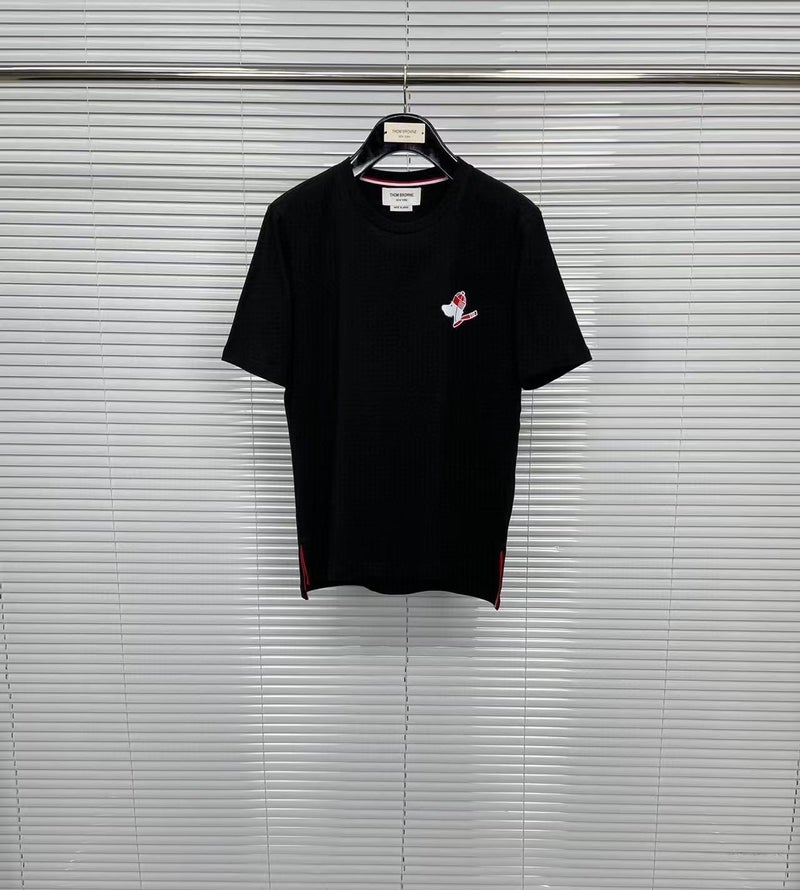Tb Tom Christmas Puppy Print Slit Round Neck Short-Sleeved T-Shirt For Men And Women - Image 1