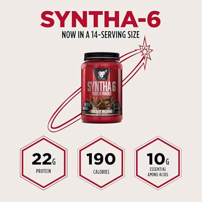 BSN SYNTHA-6 Premium Protein Powder with 6g of Fiber, Whey Protein, Micellar Casein, Milk Protein Isolate Blend, 5g Fat, Chocolate Milkshake, 14 Servings (Packaging May Vary) - Image 4