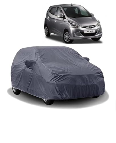 Carigiri Grey Car Body Cover for Hyundai Eon(Triple Stitched,Mirror Pockets,UV Resistant,Dustproof)(Models-2011, 2012, 2013, 2014, 2015, 2016, 2017, 2018, 2019, 2020, 2021) - Image 1