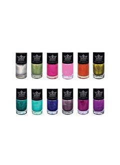 PUEEN Rocking Metallic Stamping Nail Polish Nail Art Color - Set of 12 Metallic Colors - 12ml each - BH001043 