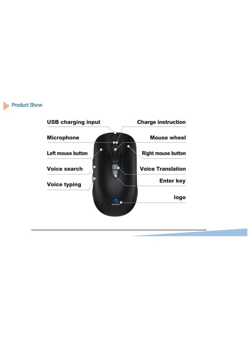 Other Manufacturer USB Wireless 2.4GHz AIl Voice Mouse using For computers voice recognition Black  - Image 2