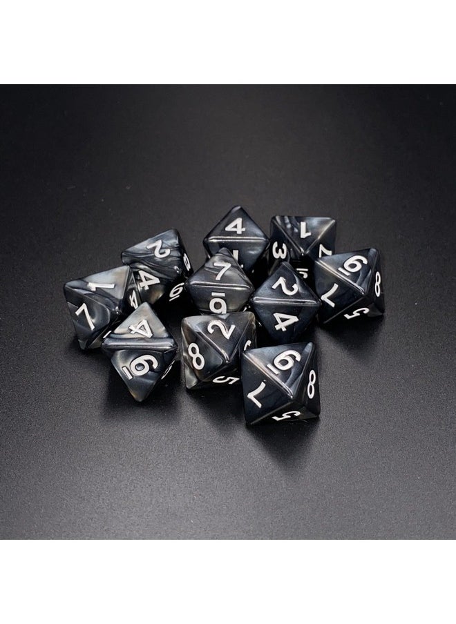 Marsrut 10 Pieces D8 Polyhedral Dice Set - 8 Sided Dice With Numbers | Ideal For Board Games, Classroom Activities, Party Table & Gaming Fun (Color: Black, Size: 1.6Cm/0.63In)  - Image 2