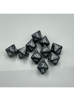 Marsrut 10 Pieces D8 Polyhedral Dice Set - 8 Sided Dice With Numbers | Ideal For Board Games, Classroom Activities, Party Table & Gaming Fun (Color: Black, Size: 1.6Cm/0.63In)  - Image 3
