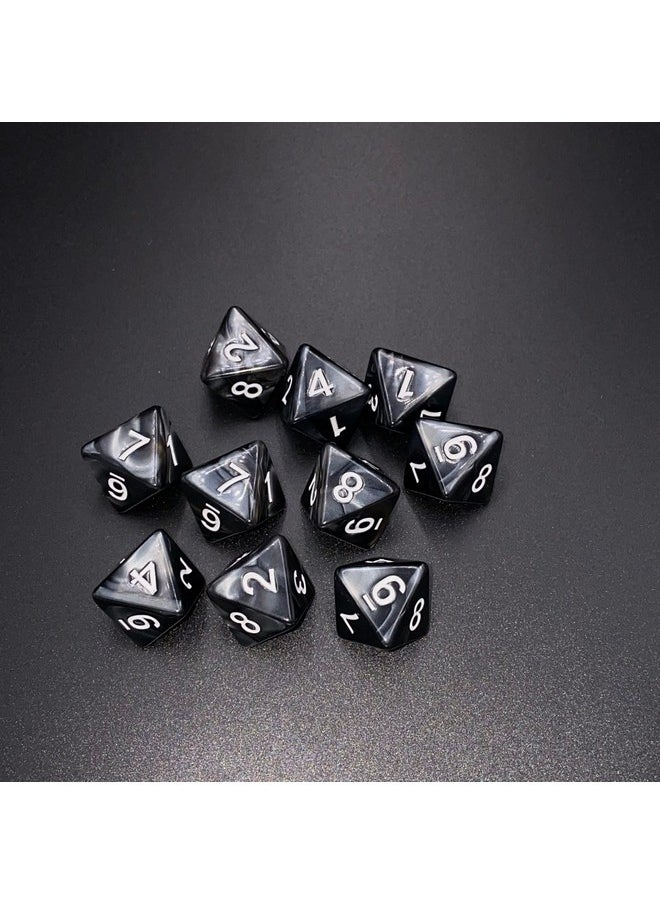 Marsrut 10 Pieces D8 Polyhedral Dice Set - 8 Sided Dice With Numbers | Ideal For Board Games, Classroom Activities, Party Table & Gaming Fun (Color: Black, Size: 1.6Cm/0.63In)  - Image 5