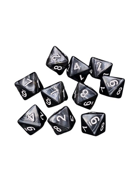 10 Pieces D8 Polyhedral Dice Set - 8 Sided Dice With Numbers | Ideal For Board Games, Classroom Activities, Party Table & Gaming Fun (Color: Black, Size: 1.6Cm/0.63In)