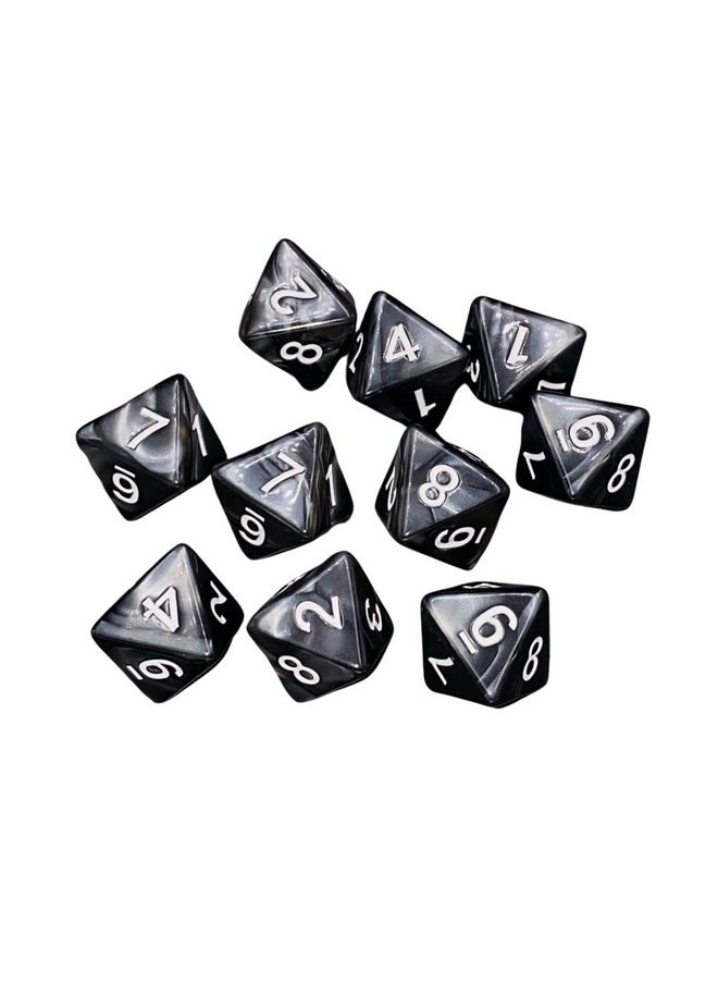 Marsrut 10 Pieces D8 Polyhedral Dice Set - 8 Sided Dice With Numbers | Ideal For Board Games, Classroom Activities, Party Table & Gaming Fun (Color: Black, Size: 1.6Cm/0.63In)  - Image 1