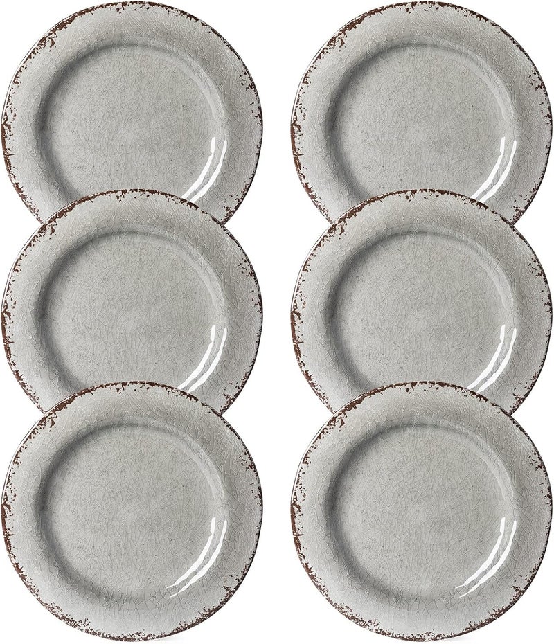 LEHAHA 9 inch Gray Melamine Plate 6 Piece Set Farmhouse SaladDessert Plates Break and Stainresistant Dishes Set Great for Dining Party Ideal for Salad Dessert and Cakes - Image 2