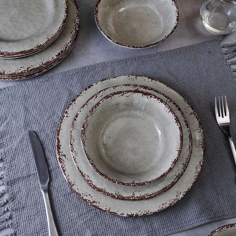 LEHAHA 9 inch Gray Melamine Plate 6 Piece Set Farmhouse SaladDessert Plates Break and Stainresistant Dishes Set Great for Dining Party Ideal for Salad Dessert and Cakes - Image 4