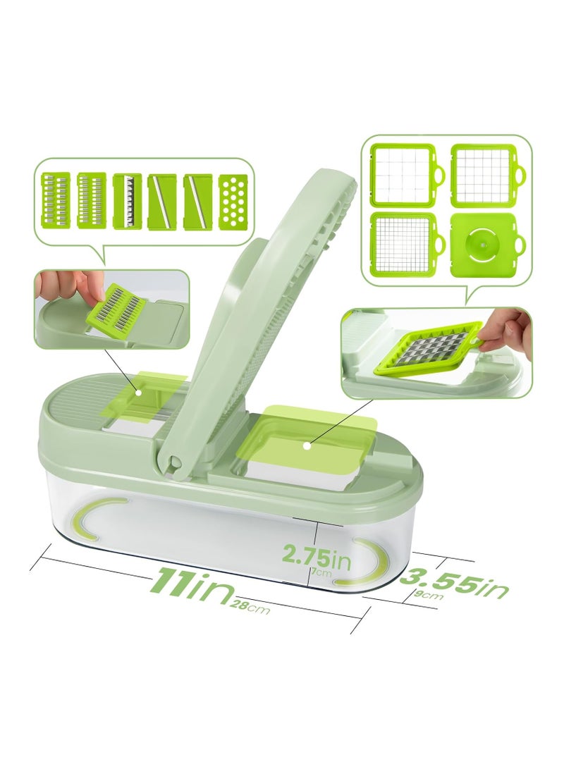 ALASAMCO Vegetable Chopper, Multifunctional Vegetable Salad Chopper, Mandoline Vegetable Slicer with 9 Blades for Kitchen, Cooking & Meal Prep (17 in 1-Green) - Image 2