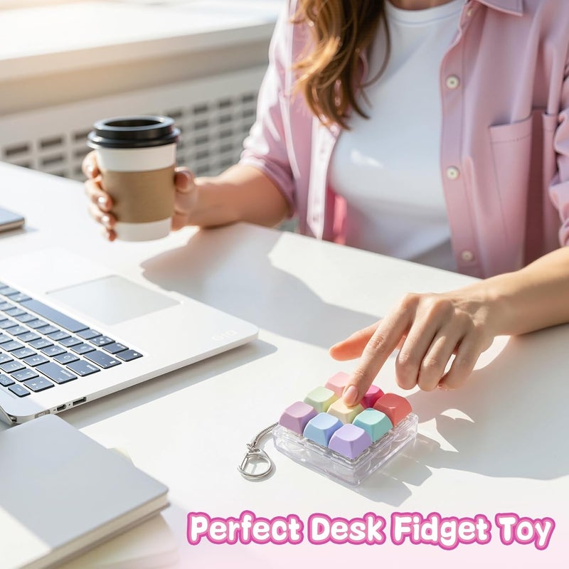 Dalycro Keyboard Fidget Toys for Adults, 9-in-1 Keyboard Clicker Fidget Keychain with Clicky Sound for Anxiety Stress Relief, Office Home Travel (9IN1-Style A) - Image 4