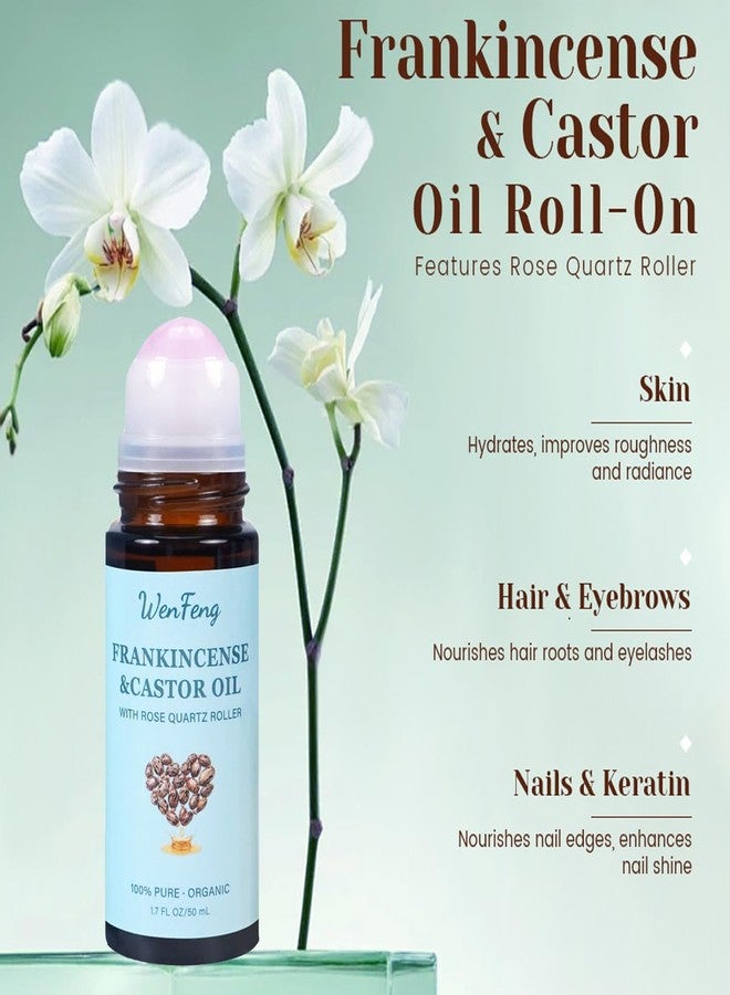 WenFeng Frankincense and Organic Castor Oil with Rose Quartz Roller Ball - Image 2