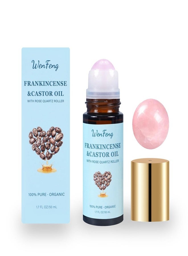 WenFeng Frankincense and Organic Castor Oil with Rose Quartz Roller Ball - Image 1