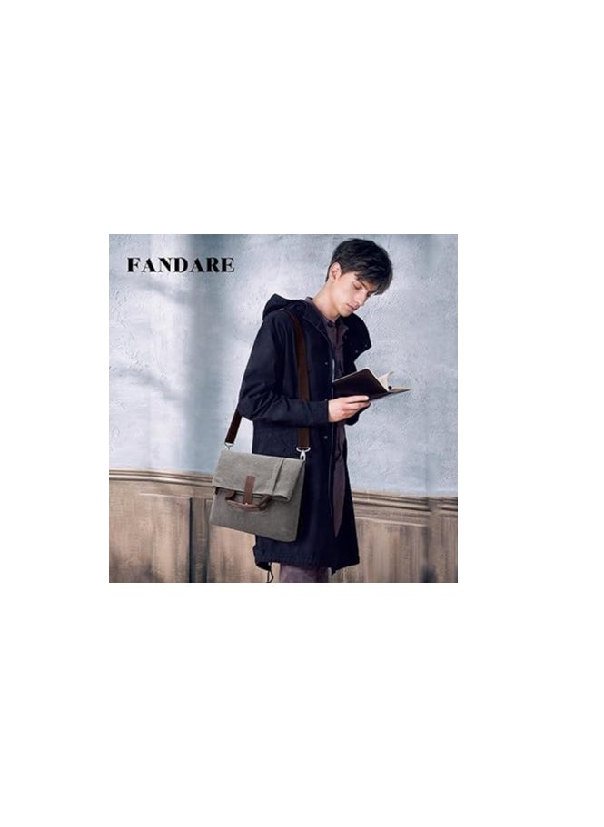 FANDARE Canvas Shoulder Bags Retro Handbag Business Satchel Crossbody Messenger Bag for 12.9 Inch Laptop Men Women Travel Commuter Work Briefcase - Image 3
