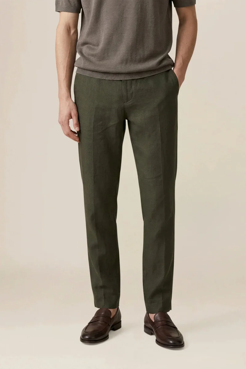 Doppelganger Men's trousers in 100% linen - Military