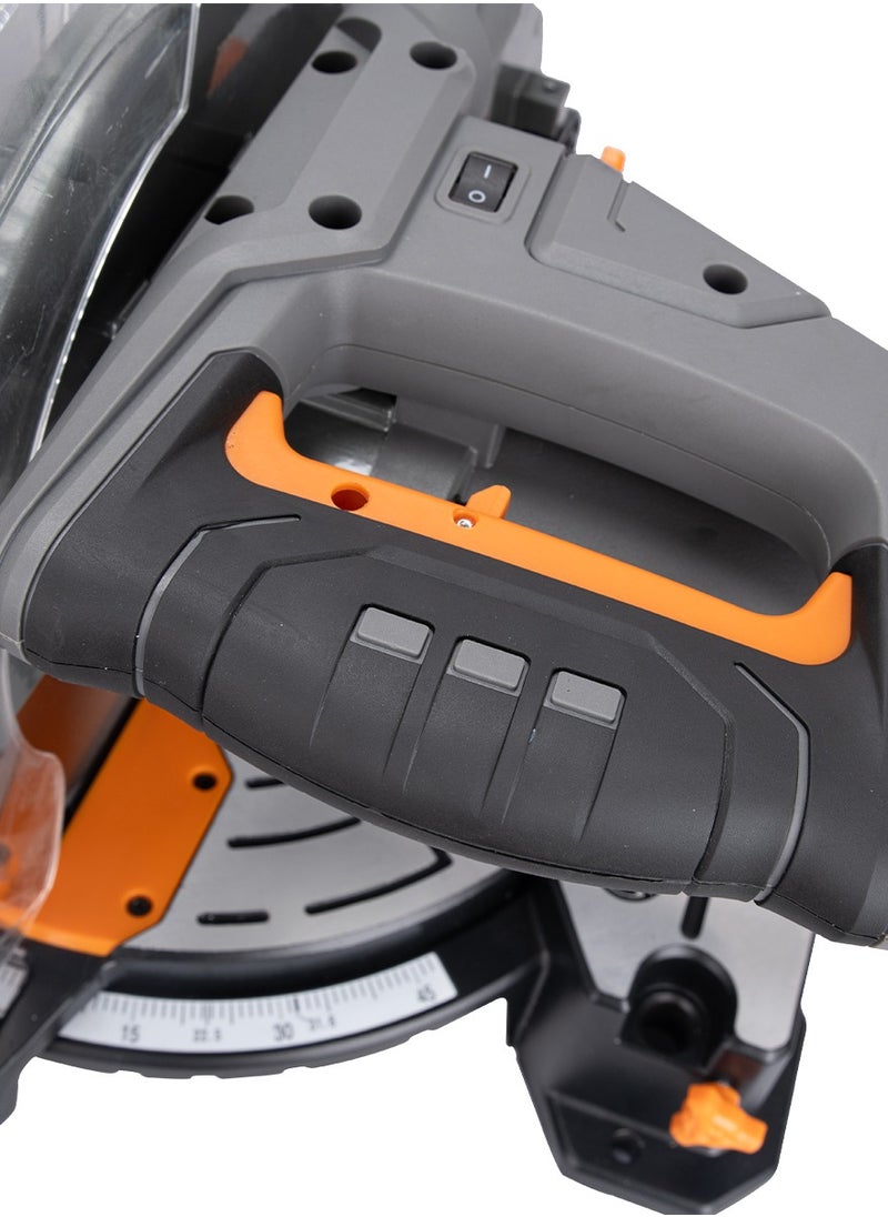 KSEIBI Mitre Saw 1800W, Saw Blade(255 X 30 X 40T), Dust Bag, 10" Miter Saw with Large Table Saw for woodworking, Accurate Miter Angles, 0-45° Bevel, Power Saw for Cutting, Trimming, Building Works, Included Cuts Wood Metal Plastic & More.  - Image 3