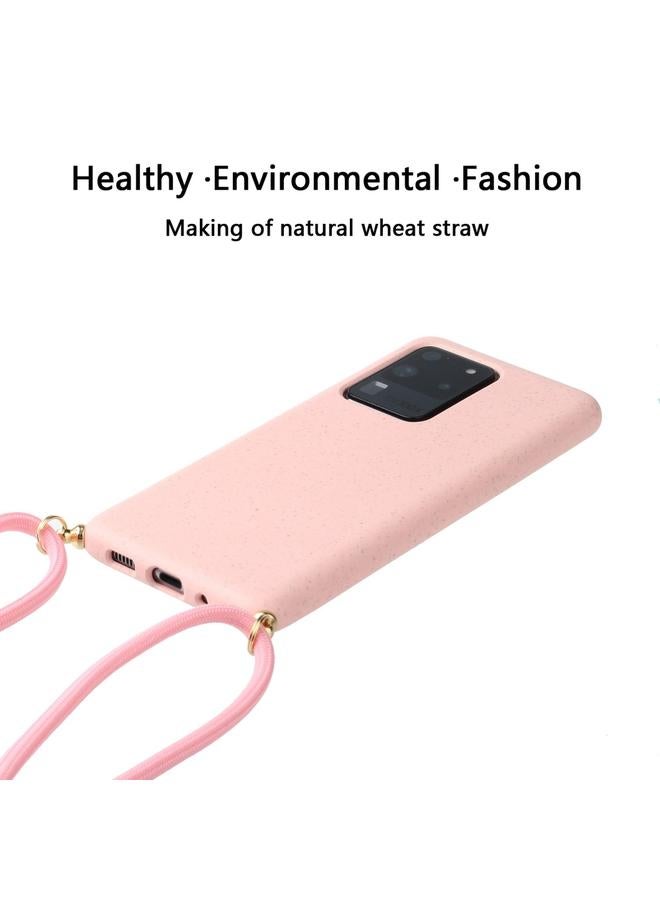 Zaboon Case For Galaxy S20 Ultra Wheat Straw Material + TPU Protective Case with Lanyard - Image 2