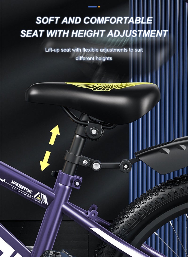 ملالا أطفال الدراجة 18/20/22 "إنش ماونتن" الدراجة لمدة 6-12 سنة فتيان وفتيات، دراجة فولاذية عالية الكربون خفيفة الوزن ودراجة جبلية مستقرة للشباب، بمقعد قابل للضبط ودورة فرامل مزدوجة - Image 4