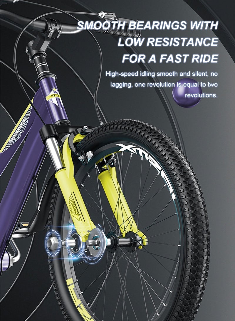 ملالا أطفال الدراجة 18/20/22 "إنش ماونتن" الدراجة لمدة 6-12 سنة فتيان وفتيات، دراجة فولاذية عالية الكربون خفيفة الوزن ودراجة جبلية مستقرة للشباب، بمقعد قابل للضبط ودورة فرامل مزدوجة - Image 2