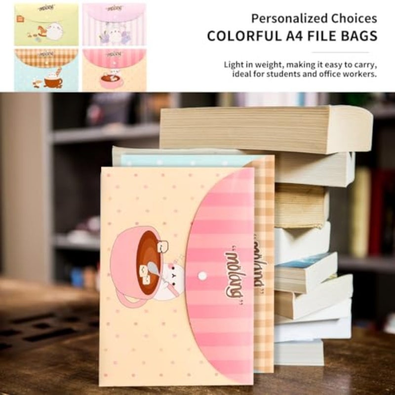 12 Pack A4 Plastic Document Folders with Snap Button, Waterproof Durable File Organizer for School, Office and Home, Floral and Cartoon Design Document Holder Sleeves for Work and Document Storage - Image 5
