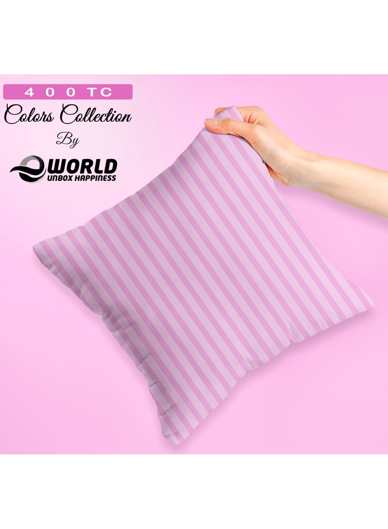 Eworld Set of 4 Cotton Cushions, 400 Thread Count Decorative Striped Farmhouse Lines Cushion for Home Decor in Living Rooms, Patios, Couches & Chairs, Available in 5 Colors & 2 Sizes - Image 1